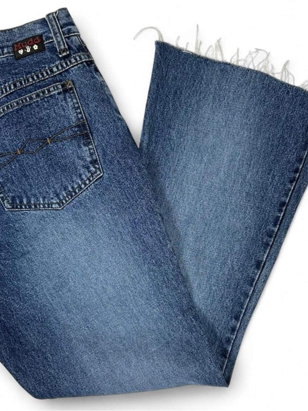 Mudd Medium Blue Frayed Hem Straight Jeans